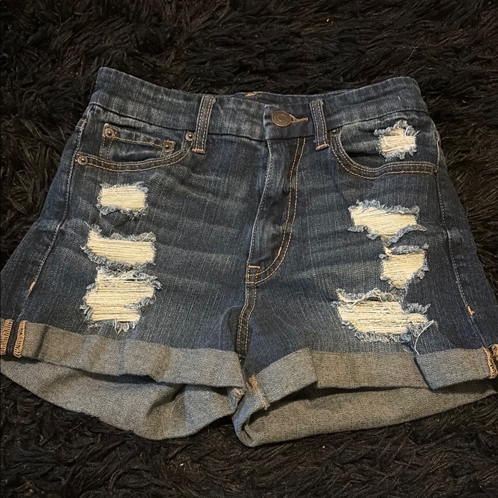 Aeropostale Blue Distressed Jean Shorts